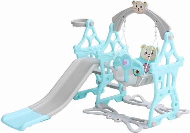 Kidkid Slide and Swing Playset for Indoor and Outdoor Use, Light Green