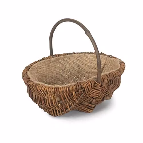 Red Hamper Brown Unpeeled Willow Oval Garden Trug Planter