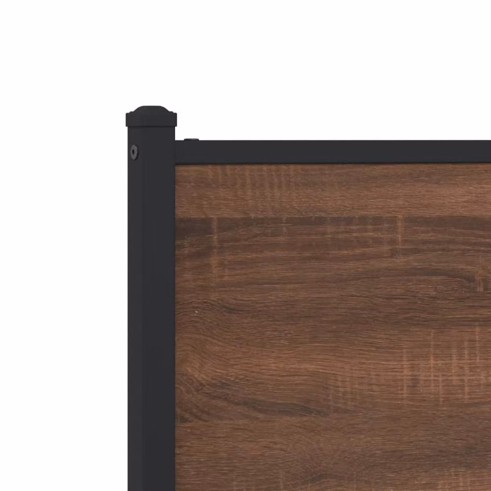 Berkfield Home Metal and Wood Bed Frame in Brown Oak, W/D/H: 90 x 200 cm – 6