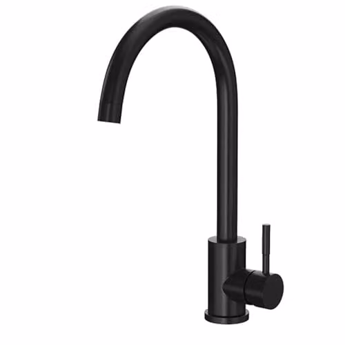Reginox Taravo MB Single Lever Swan Neck Kitchen Mixer Tap in Matt Black – 1
