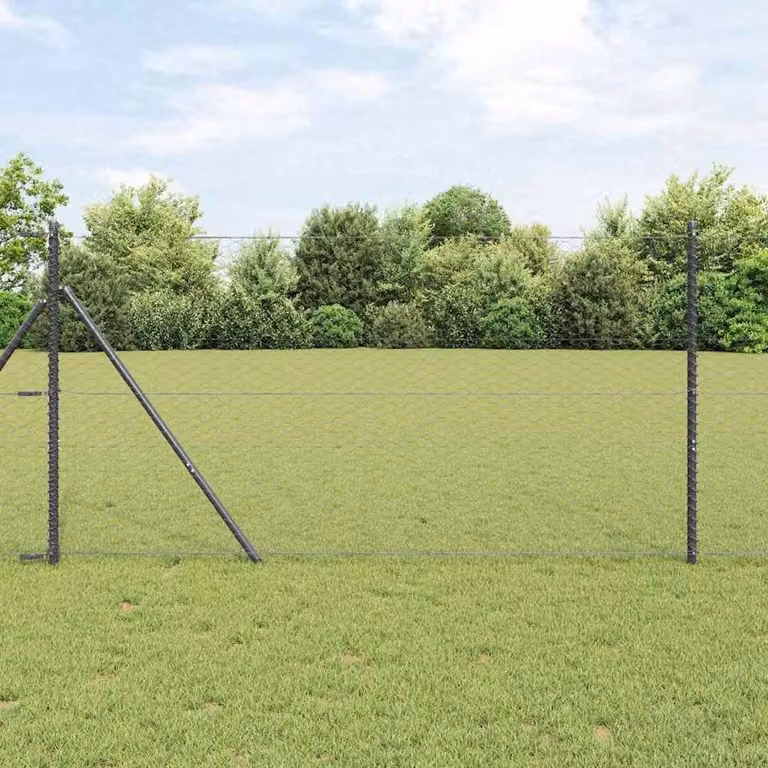 Berkfield Home Grey Powder-Coated Steel Hexagon Fence, H: 120 cm x W: 10 m