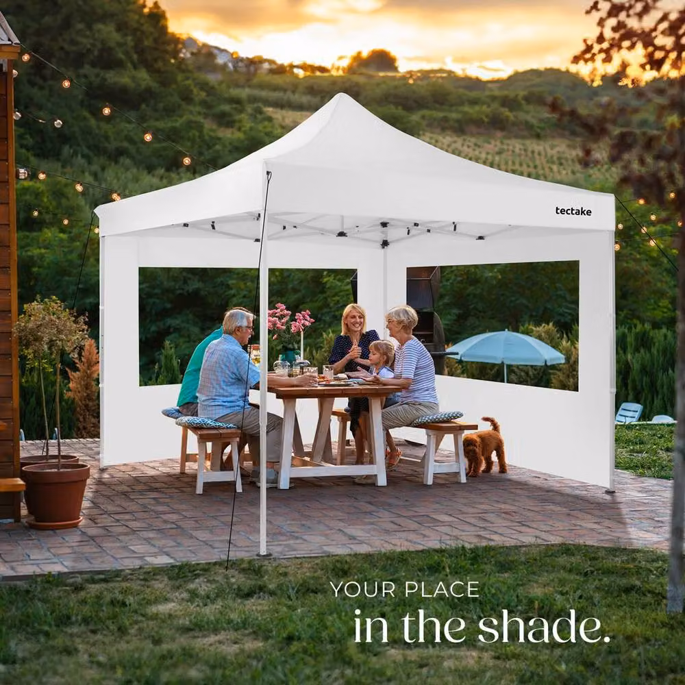 tectake Olivia Gazebo in White with Stainless Steel and Metal Frame, W/D/H: 300 x 300 x 300 cm – 5