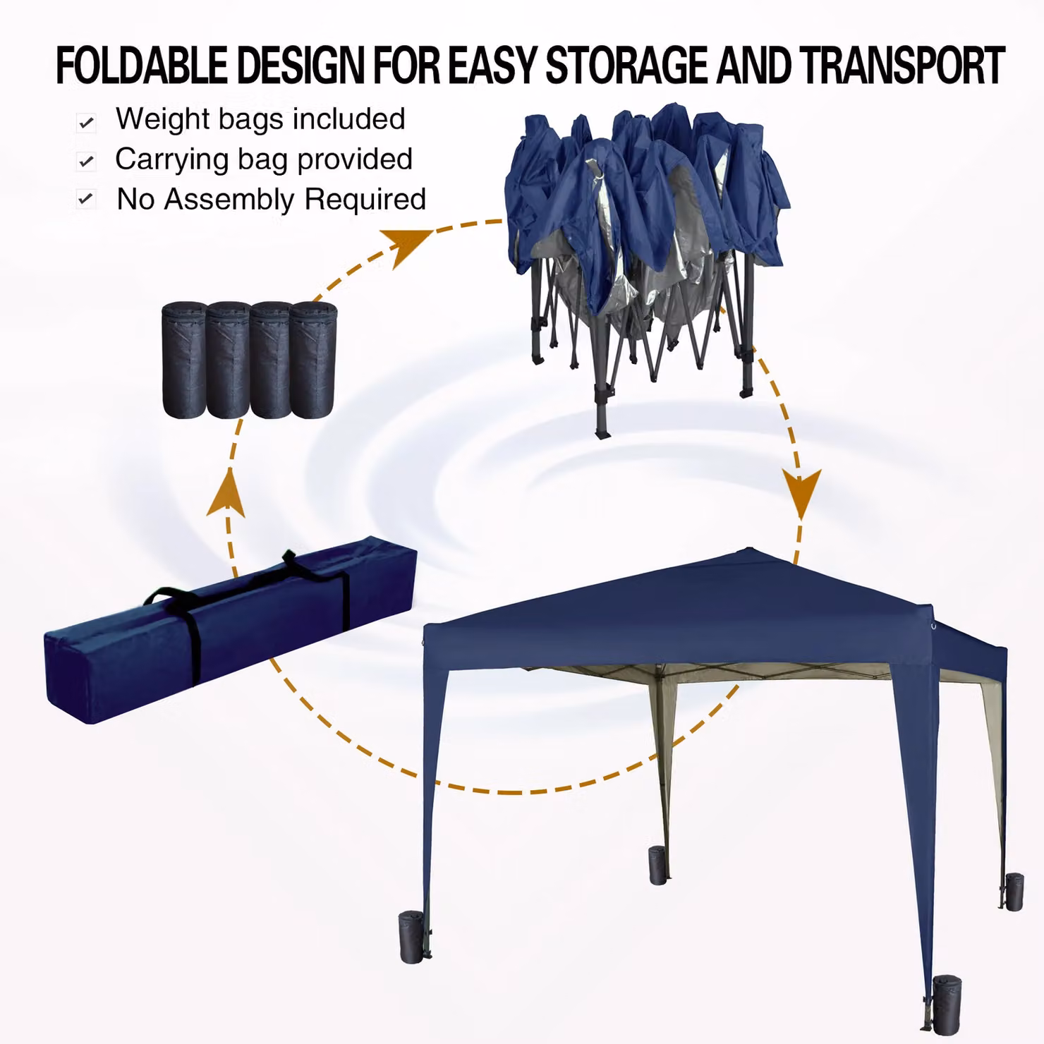 MCC Direct Blue and Silver Pop Up Garden Party Gazebo, W: 300 cm x D: 300 cm x H: 255.5 cm – 2