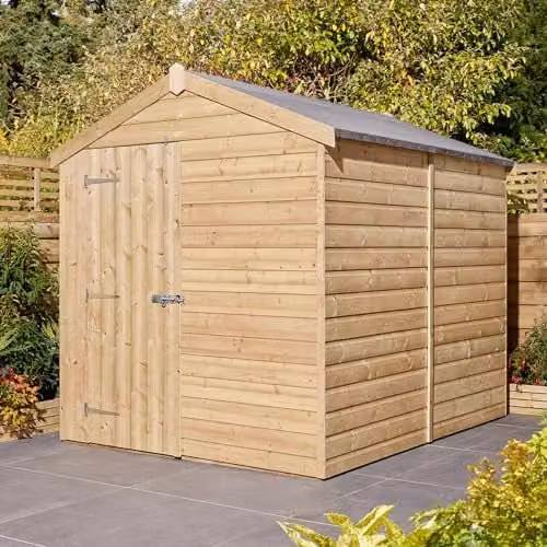 Rowlinson Premier Shiplap Apex Single Door Shed, Natural, W: 183 cm, D: 244 cm, H: 194 cm – 1