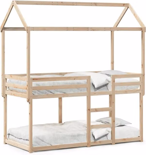 Berkfield Home Solid Wood Pine Bunk Bed in Light Brown, W/D/H: 80 x 200 cm – 1
