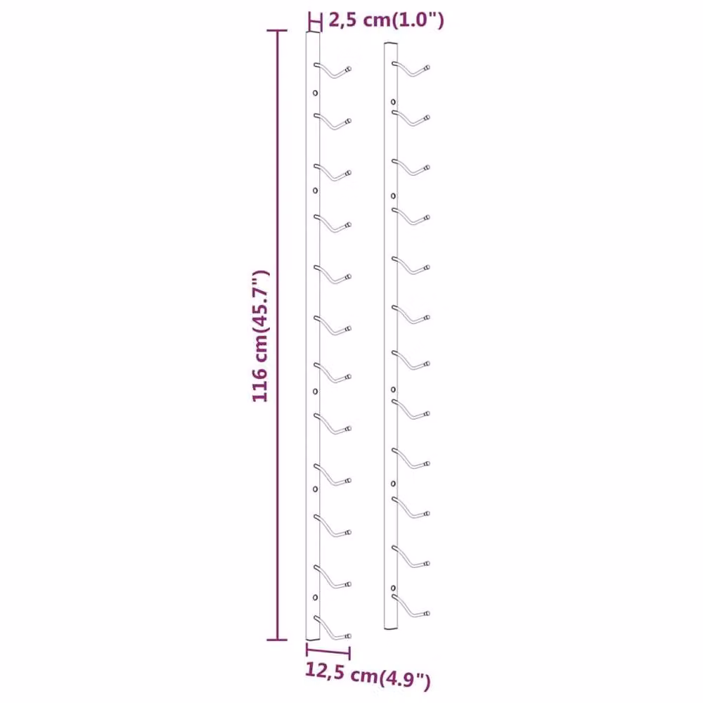 Berkfield Home Wall Mounted Metal Wine Rack for 12 Bottles, 2 Pack, White Matt – 3
