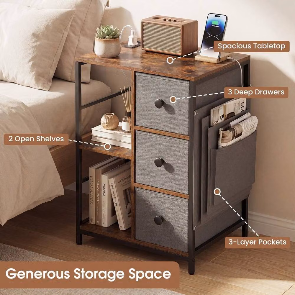 KORVIXA Industrial Grey Freestanding Storage Cabinet with Charging Hub – 3