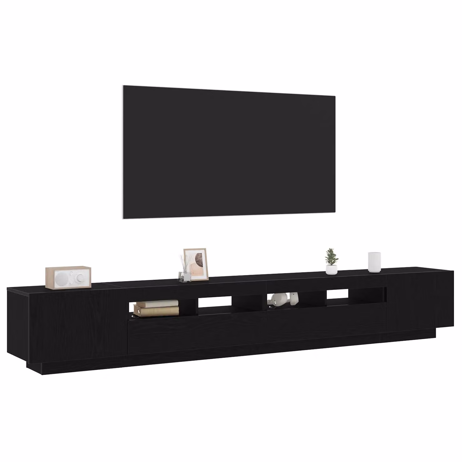 Berkfield Home Modern TV Stand with LED Lights in Black, W: 260 cm, D: 35 cm, H: 40 cm – 3
