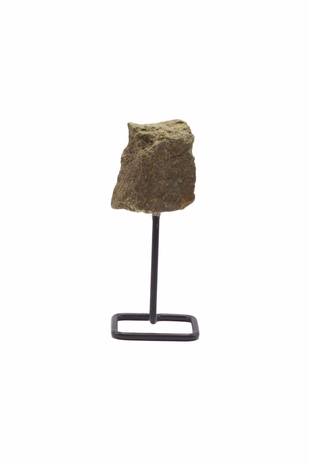 KDMD Epidote Mineral Specimen on Metal Stand, Green, Brown and Black Natural Crystal Tabletop Display Piece