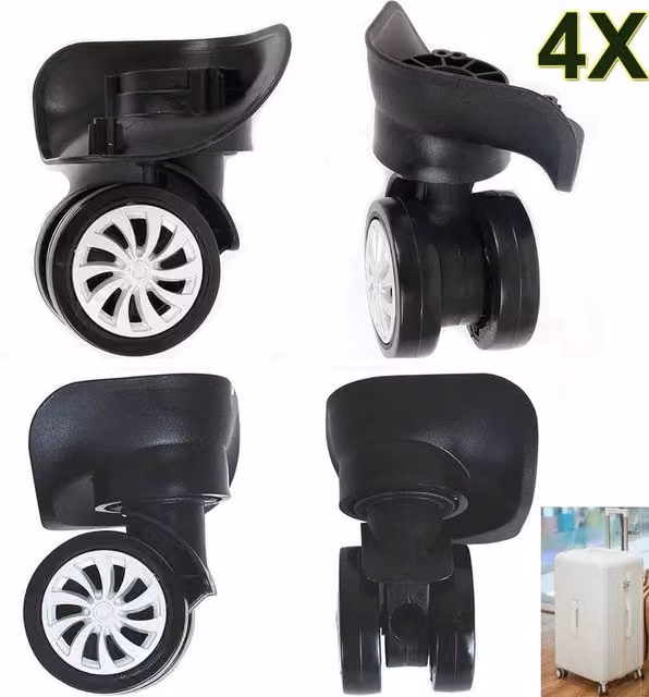 FLAVORA 4-Piece 360 Degree Swivel Luggage Replacement Wheels in Black, W/D/H: 10.2 x 5.2 x 1.02 cm
