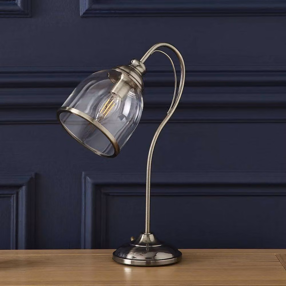 CGC Lighting Kate Antique Brass Table Lamp with Transparent Glass Shade – 2