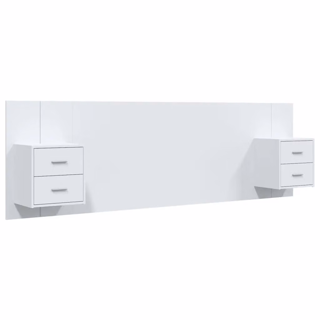 Berkfield Home White Engineered Wood Bed Headboard with Integrated Nightstands and Side Compartments – 2