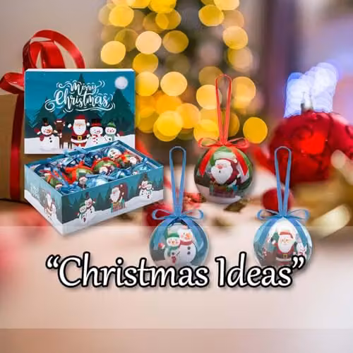 VFM e-Store Multicolour Santa Christmas Bauble Set, 12 Piece Round Hanging Ornaments, Diameter: 7.5 cm – 6