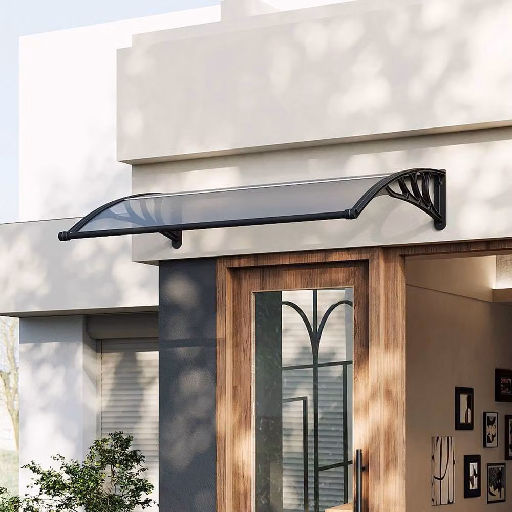SPETLEK Black and Transparent Polycarbonate Outdoor Window Rain Shelter Awning, W: 100 cm, D: 15 cm – 3