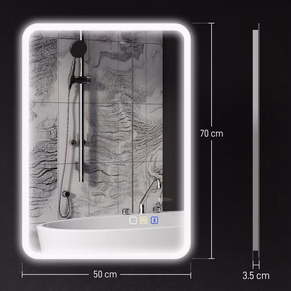 STILVORA LED Bluetooth Bathroom Mirror in Silver – 4