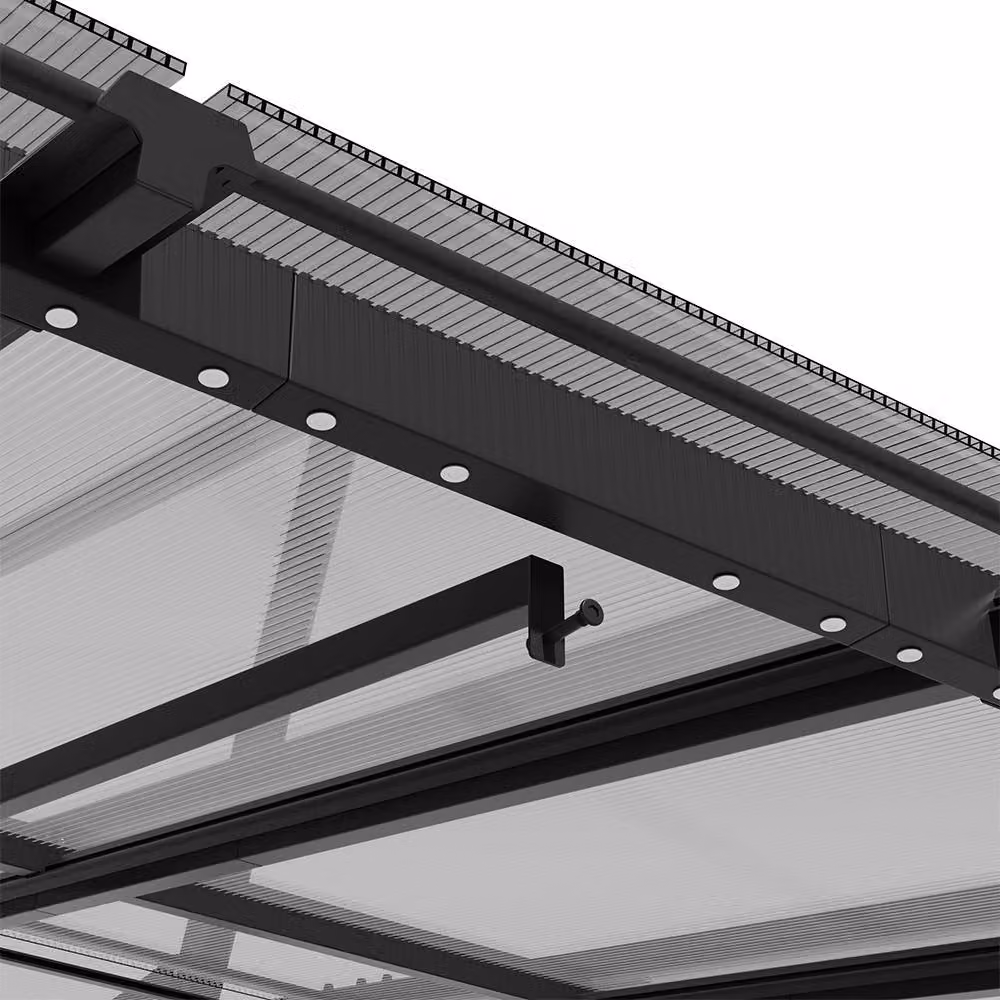 Living and Home Modern Metal Wall-Mounted Lean-to Outdoor Patio Canopy in Grey, W/D/H: 420 x 300 x 250 cm – 7