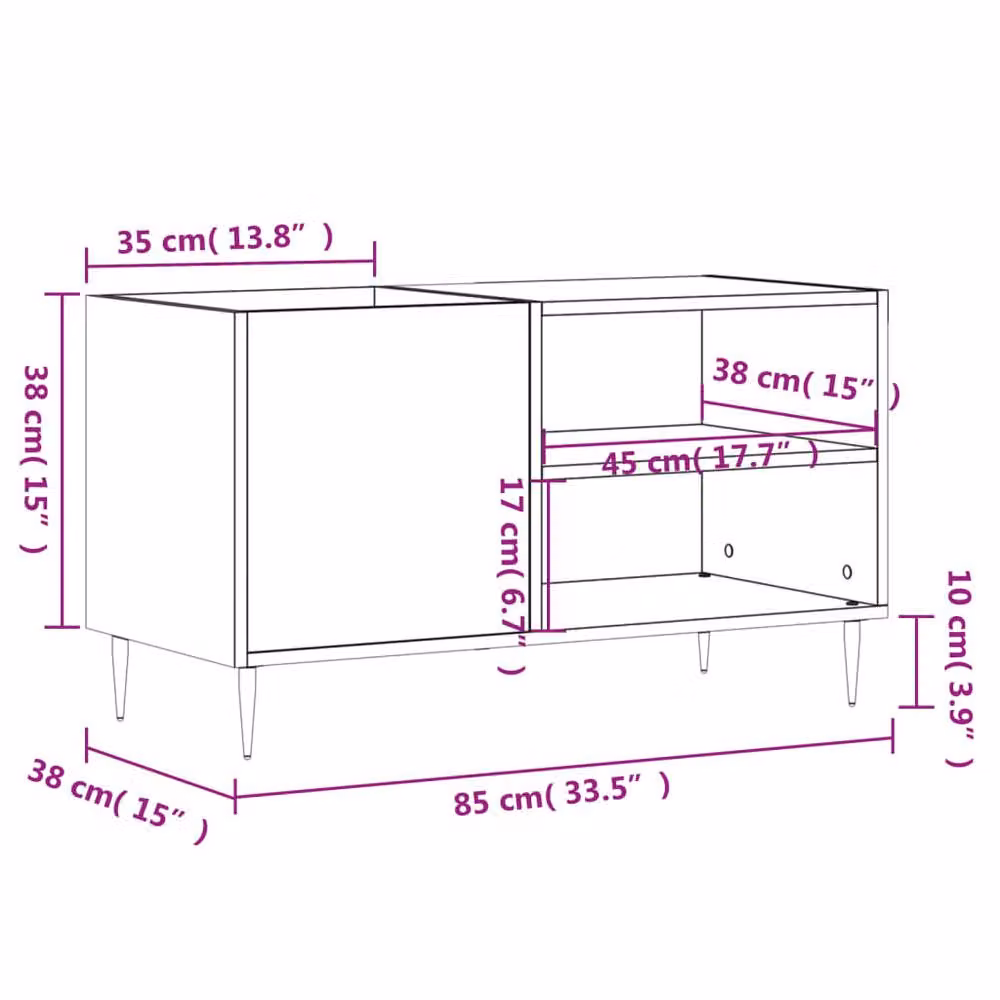 Berkfield Home Record Cabinet in Grey Sonoma, W/D/H: 85 x 38 x 48 cm – 2