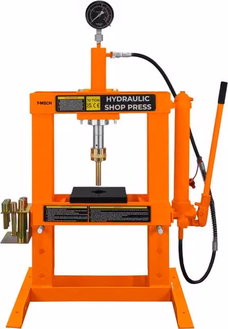 T-MECH 10 Tonne Hydraulic Shop Press in Orange Steel