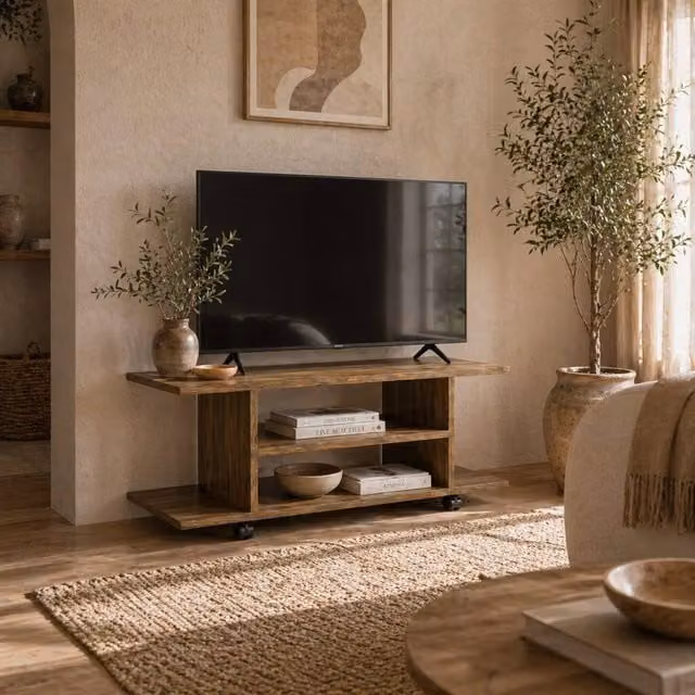 Wyld Haus Avavello Mobile TV Unit with Shelves and Castor Wheels, Brown, W/D/H: 80 x 40 x 40 cm – 1