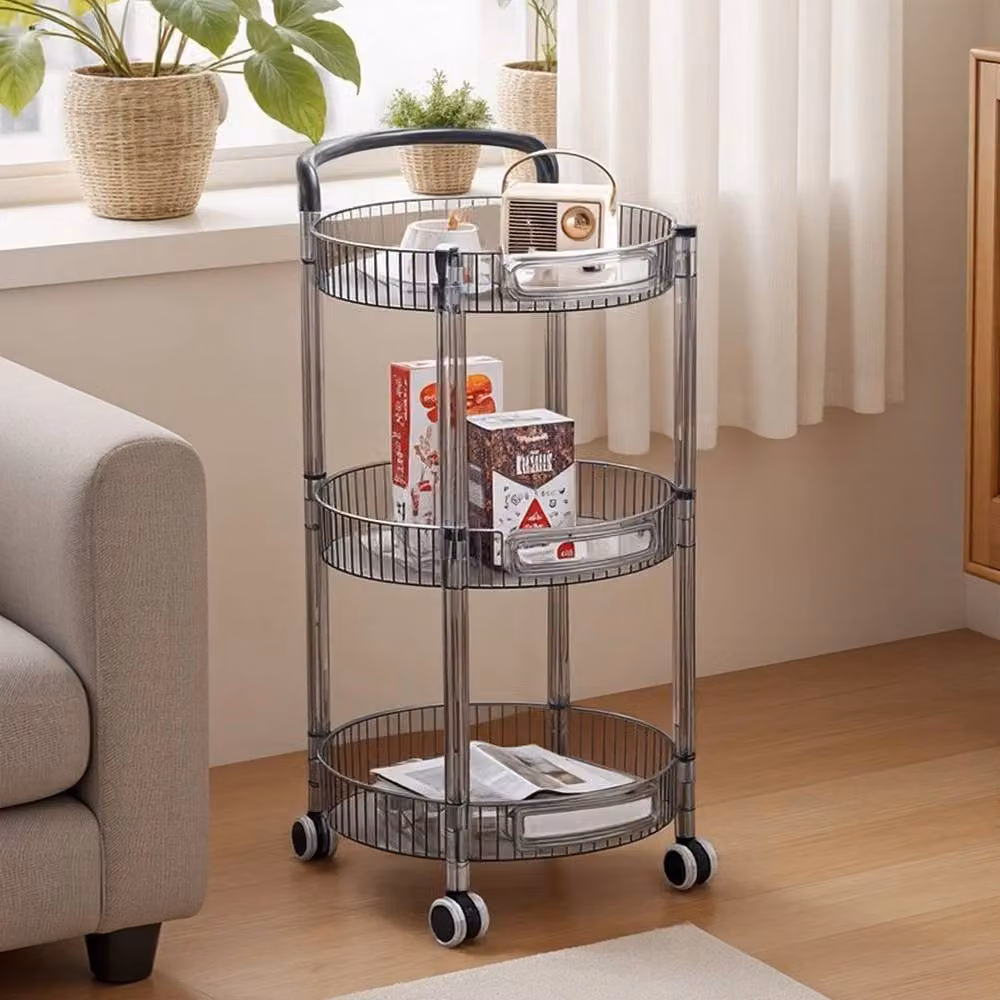 KORVIXA 3 Tier Utility Storage Cart with Wheels in Grey – 3