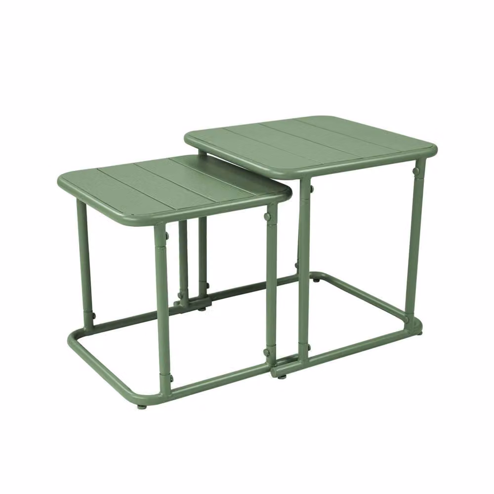 sweeek Square Outdoor Nesting Table in Matt Green Powder Coated Steel – 2