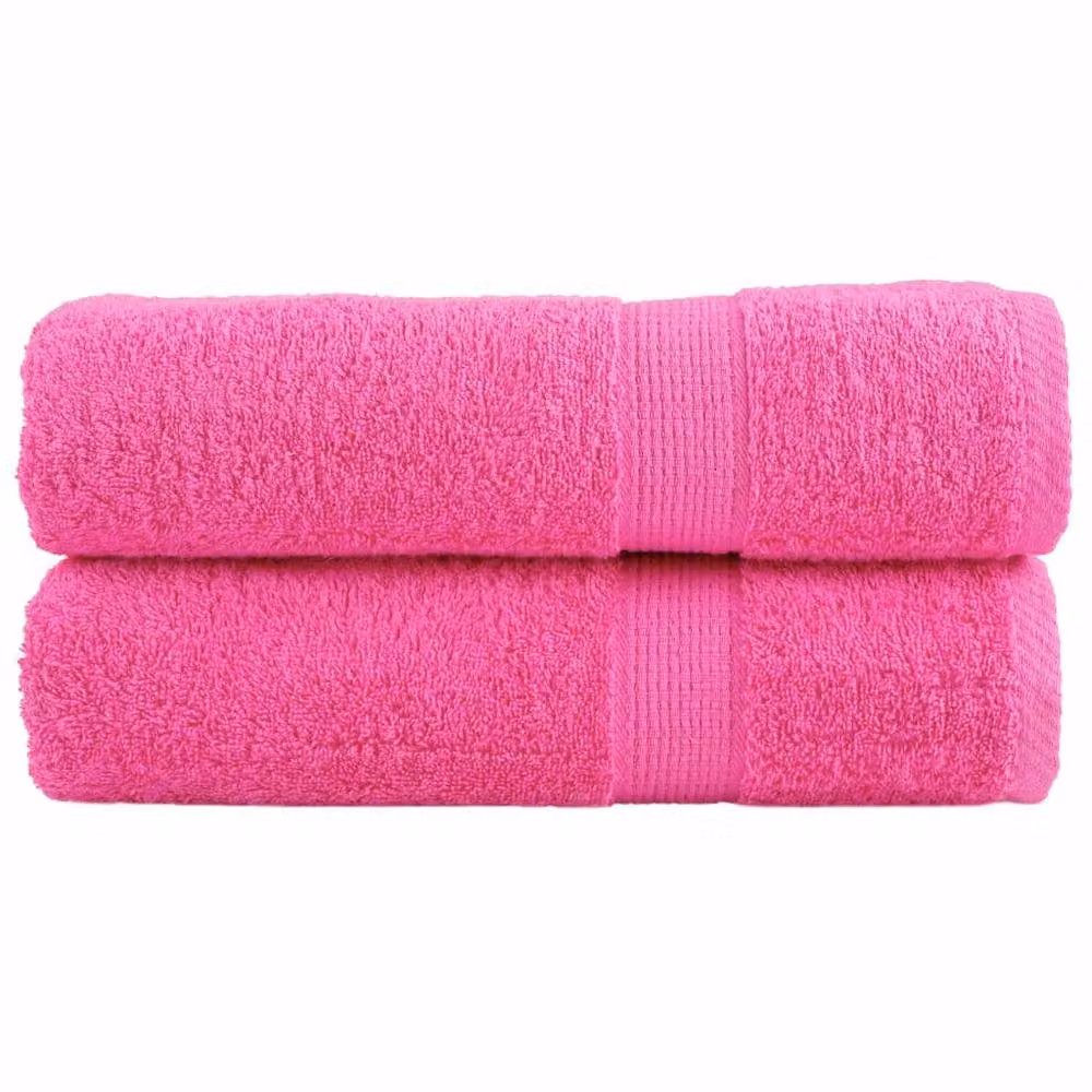 Berkfield Home SOLUND Premium Cotton Terry Hand Towels, 2 Pack, Pink, W: 50 cm, L: 100 cm, 600 gsm – 2