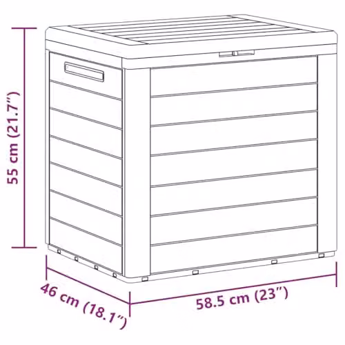 vidaXL Brown Polypropylene Garden Storage Box W: 58.5 cm, D: 46 cm, H: 55 cm – 3
