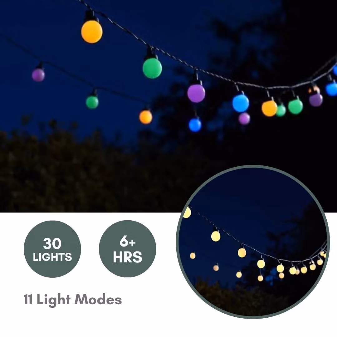 Marco Paul Multicoloured Solar Powered LED Sphere Festoon String Lights – 2