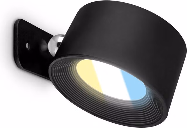 Briloner Black Rechargeable LED Wall Light with Dimmable Touch Control and Magnetic Mount