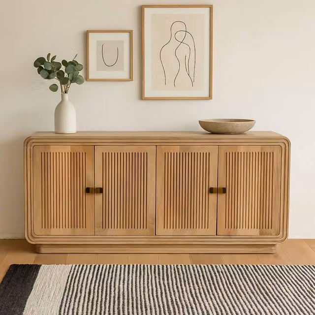 Wyld Haus Arizona Modern 4 Door Mango Wood Sideboard in Brown, W/D/H: 163 x 45 x 80 cm – 1