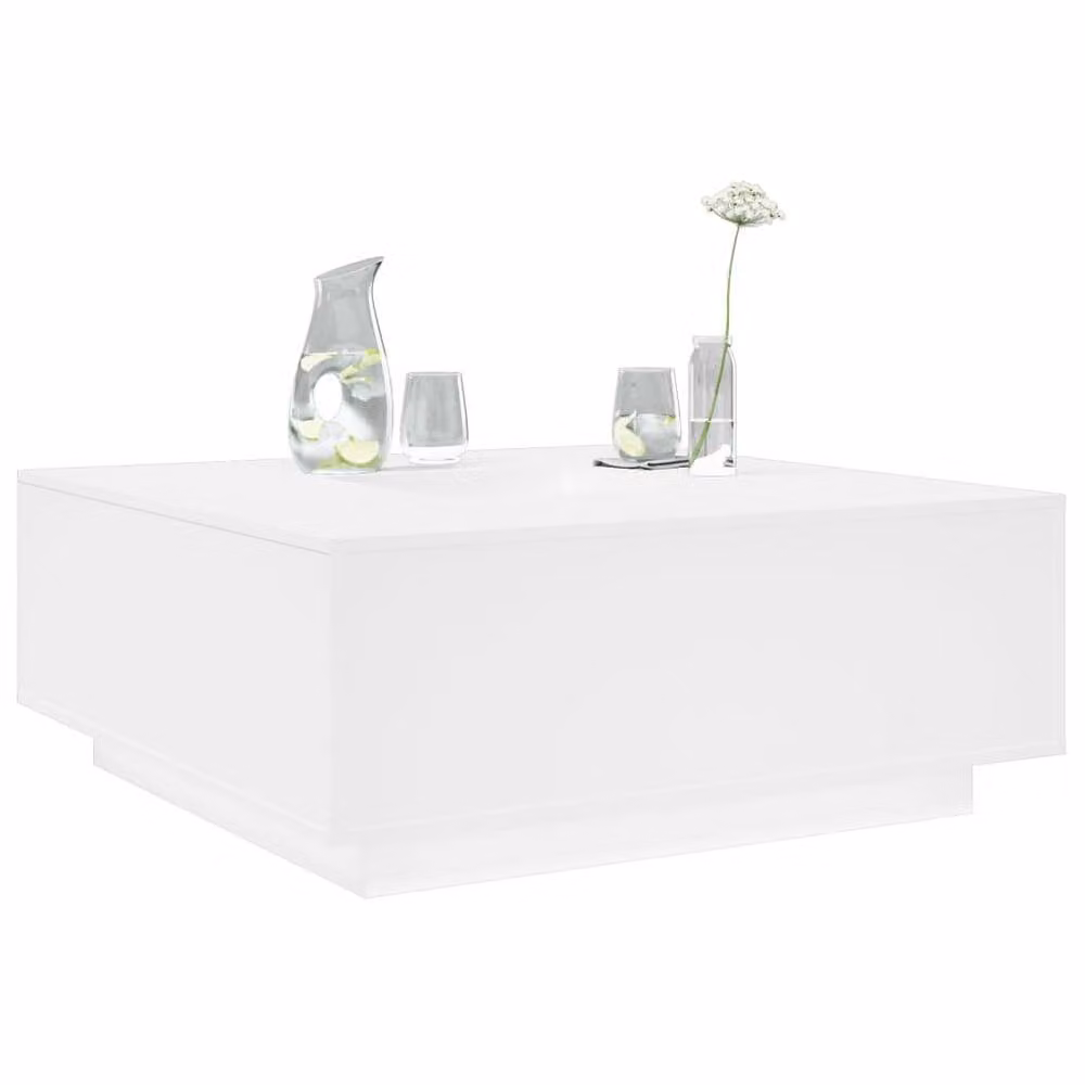Berkfield Home White Square Coffee Table in Glossy Engineered Wood W/D/H: 100 x 100 x 40 cm – 2