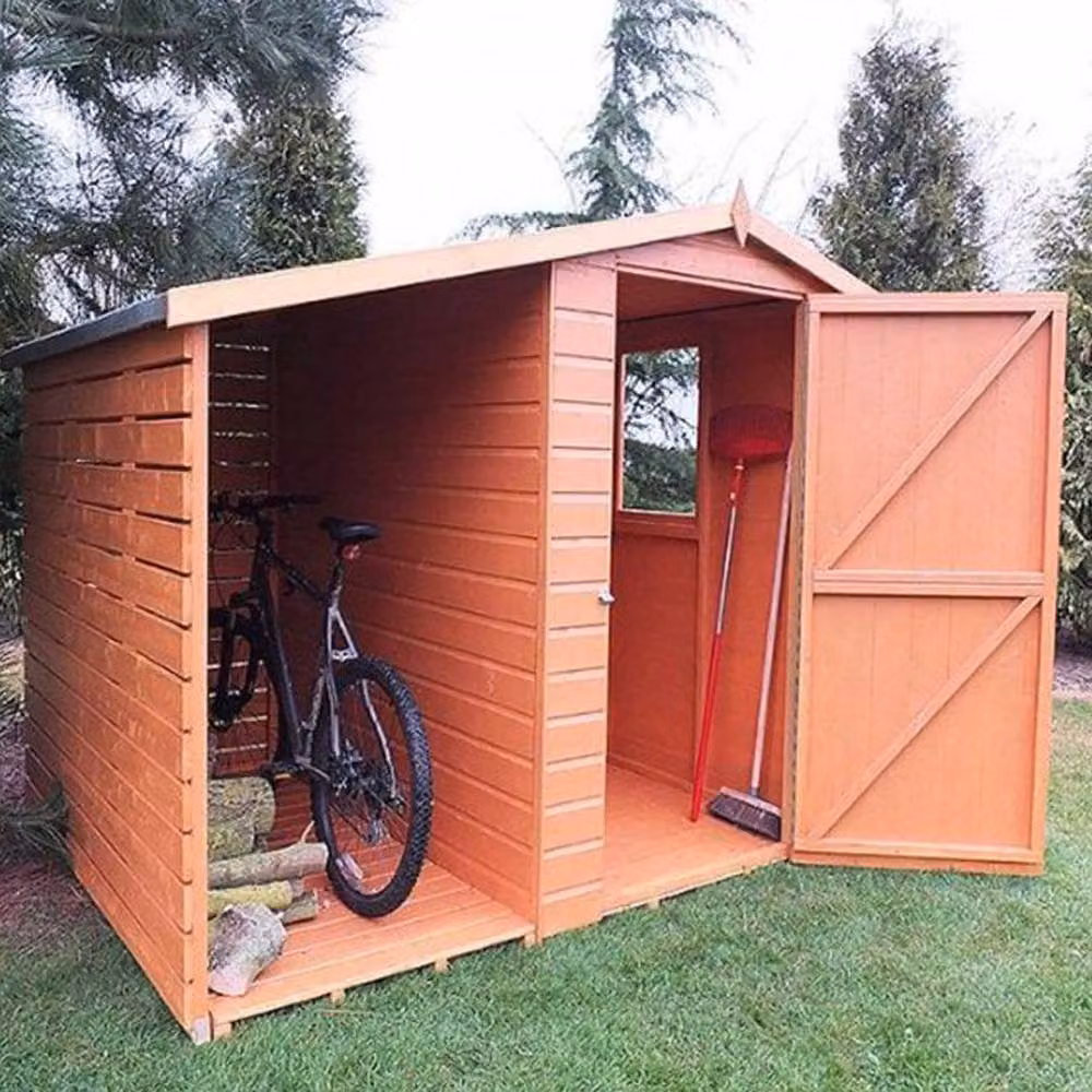 Shires Brown Dip Treated Wood Garden Shed and Log Store with Single Door and Window W/D/H: 222 x 195 x 193 cm – 2