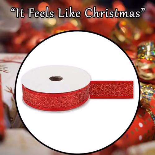 VFM e-Store Christmas Ribbon Garland Decoration in Red, W/H: 4 x 10 cm – 7