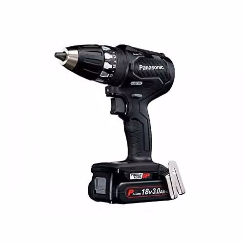 Panasonic EY79A3PN2G31 Smart Brushless Combi Drill Driver 18V with 2 x 3.0Ah Li-ion Rechargeable Batteries, Black and Transparent