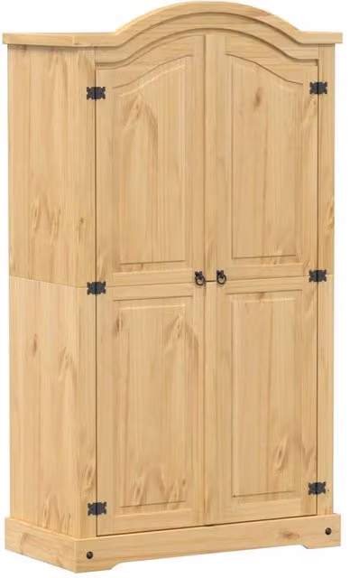 Berkfield Home Corona Wardrobe in Light Tan Solid Pine, W/D/H: 102 x 52 x 186 cm