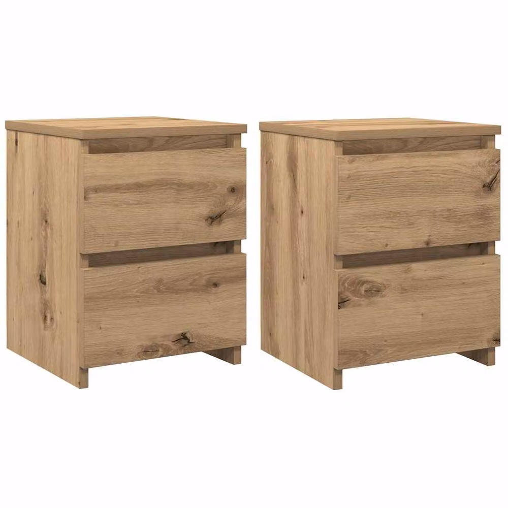 Berkfield Home Timeless Bedside Cabinets, Set of 2, Artisan Brown Oak, W/D/H: 30 x 30 x 40 cm – 3