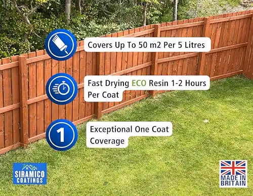 SIRAMICO COATINGS Water-based Eco Resin Fence Paint, Matt Finish, Green, 5 l – 3