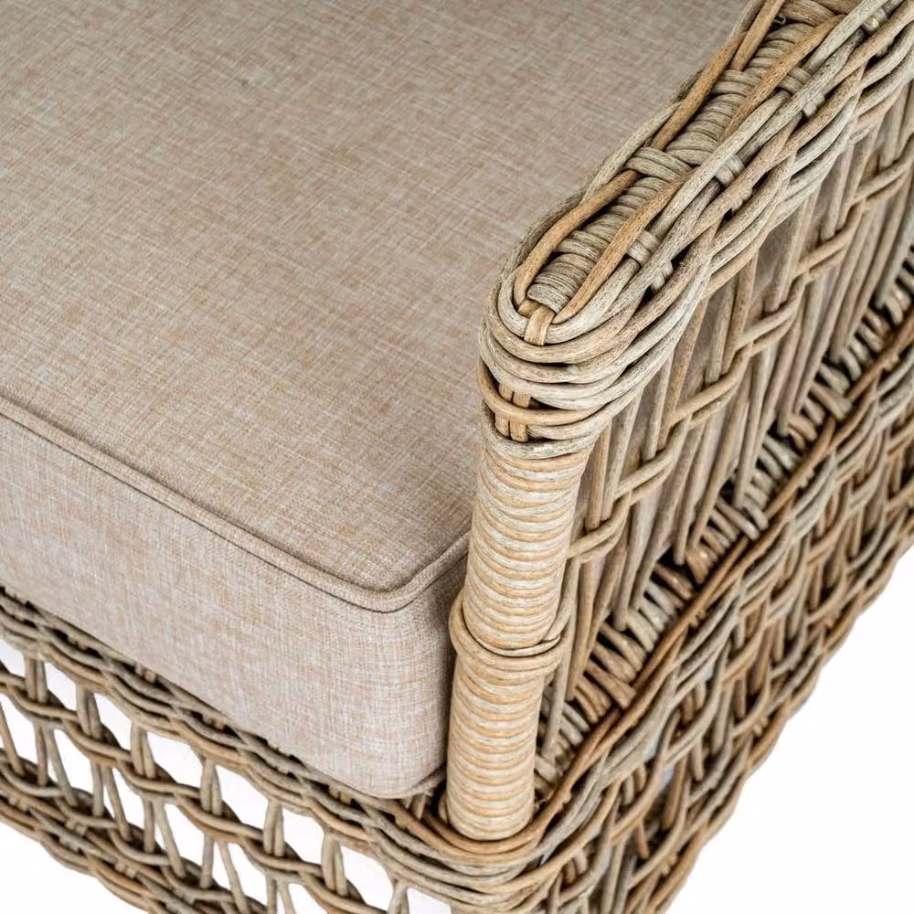 Lemon Pavilion Provence Collection 4 Seater Outdoor Lounge Set in Beige with Polyrattan and Metal Frame, W: 85 cm, L: 152 cm, H: 75 cm – 3