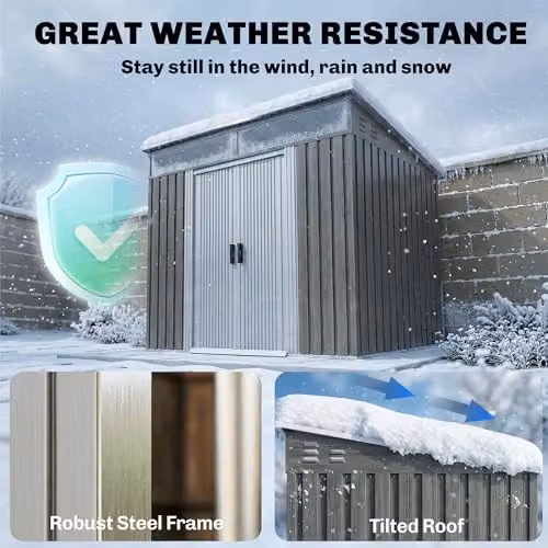 Outsunny Metal Pent Garden Shed in Grey with Sliding Door and Lockable Foundation – 4