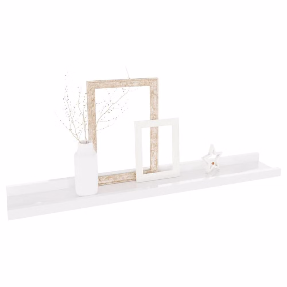 Berkfield Home Wall Mounted Shelves, 4 Piece Set, High Gloss White, W: 60 cm, D: 9 cm, H: 3 cm – 2
