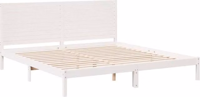 Berkfield Home Decorative Extra Long Solid Wood Bed Frame in White W/D/H: 180 x 100 x 185.5 cm – 1