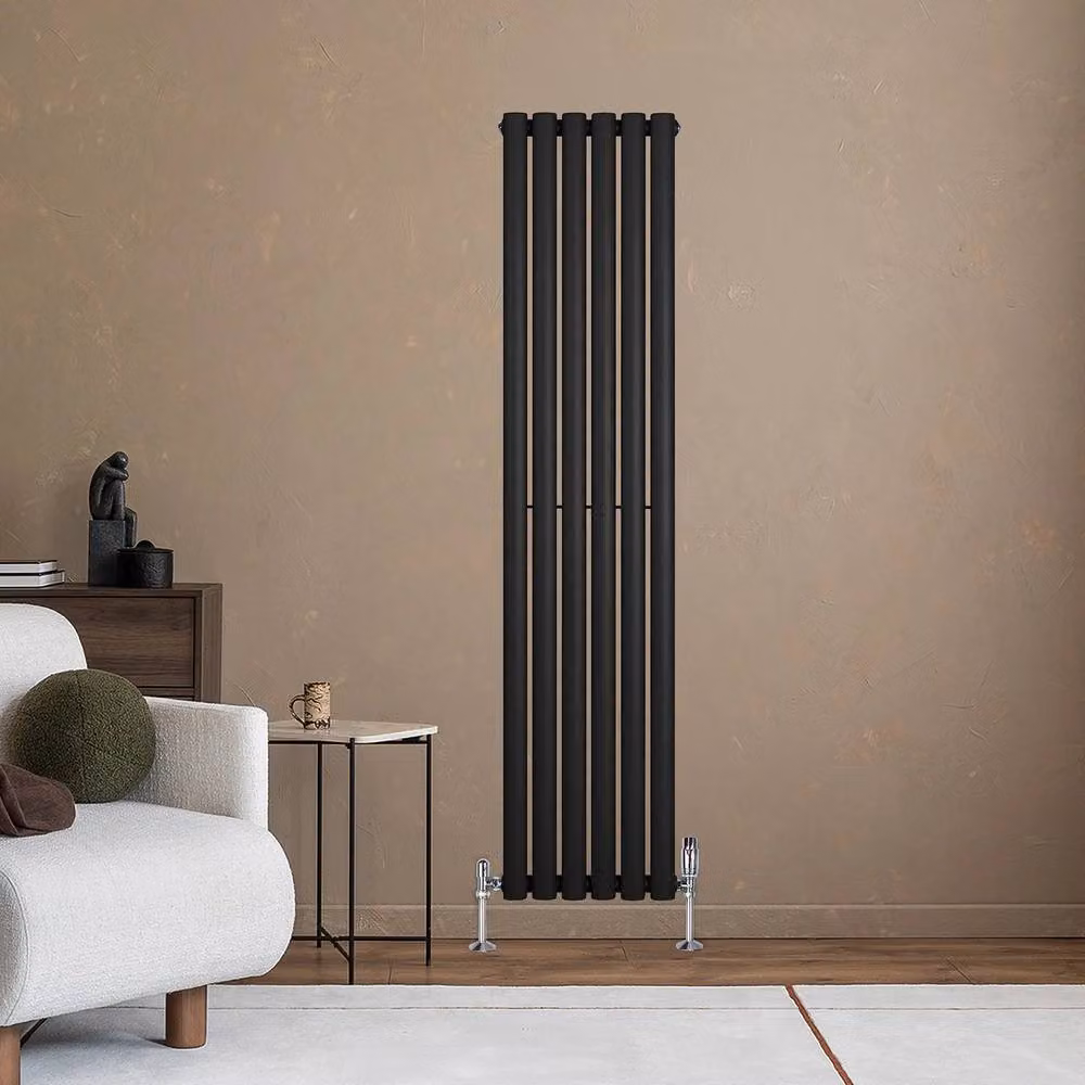 Monstershop Oval Single Column Steel Radiator in Black, H: 160 cm, W: 36 cm – 4