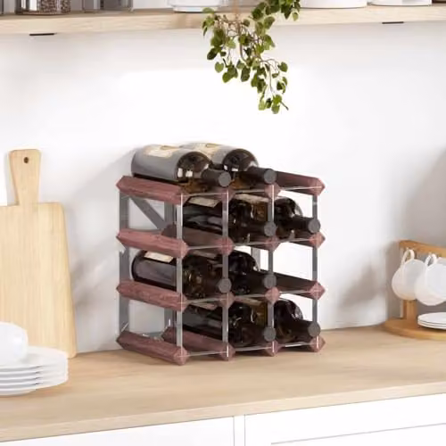 vidaXL Brown Solid Wood Pine Wine Rack for 12 Bottles – 2