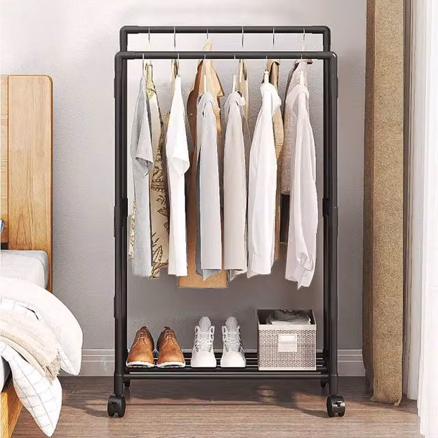 EONLION A Metal Rolling Garment Clothes Rail in Black, Width: 50 cm – 1