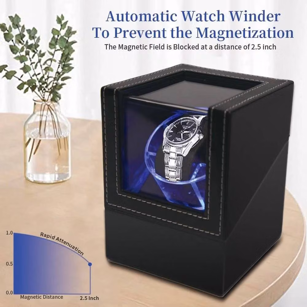 Kelvenix Automatic Rotation Single Watch Winder Box in Black – 2