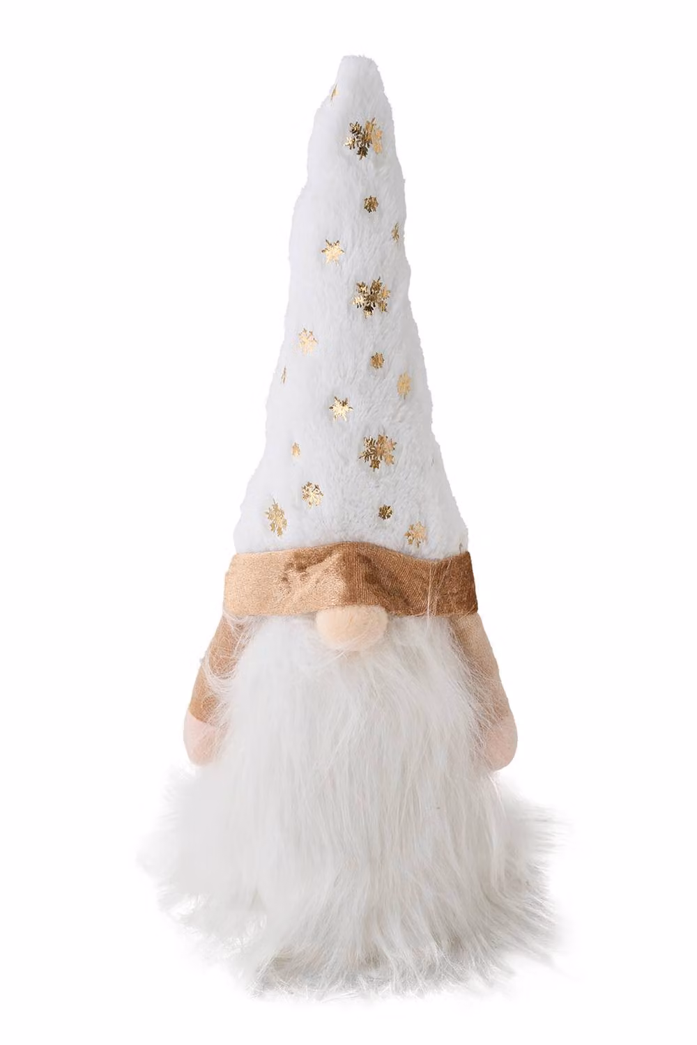 Living and Home Lighted Christmas Tree Topper Gnome Decoration in White and Gold – 4