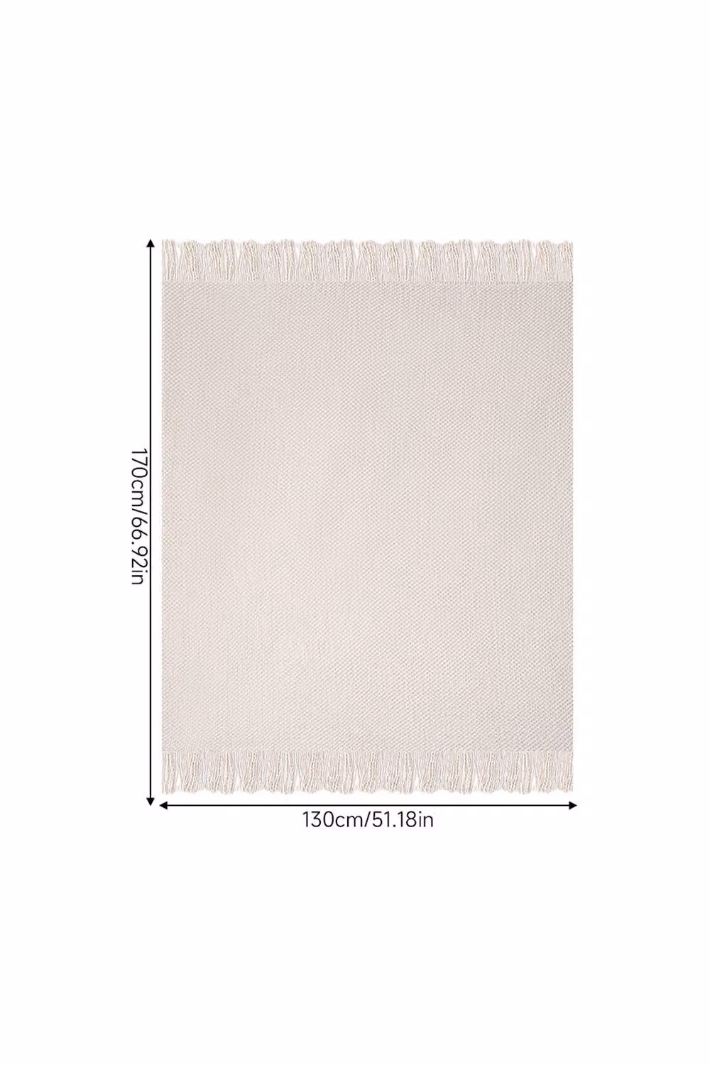 Living and Home Beige Knitted Fringed Throw, W/D/H: 130 x 170 cm – 2