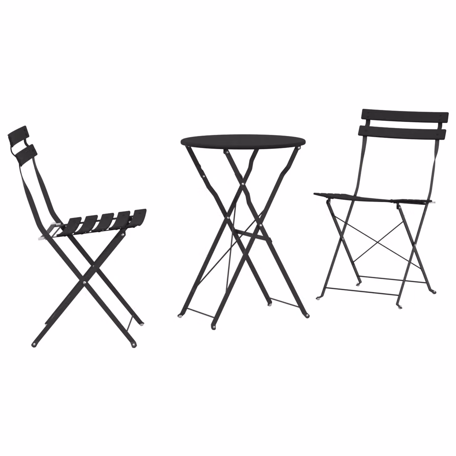 Berkfield Home 3-Piece Folding Bistro Set in Anthracite Powder Coated Steel – 2