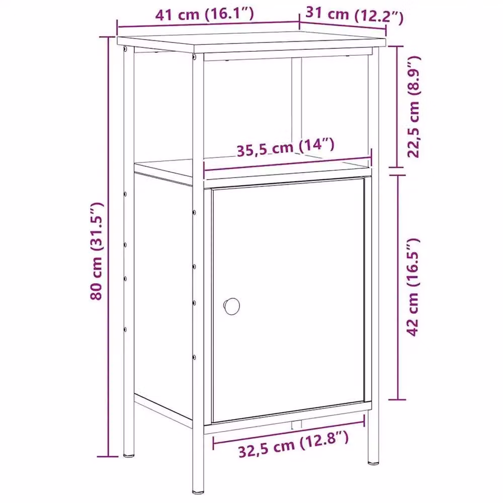 Kelvenix Artisan Oak Bedside Cabinet in Light Oak, W/D/H: 41 x 31 x 80 cm – 2