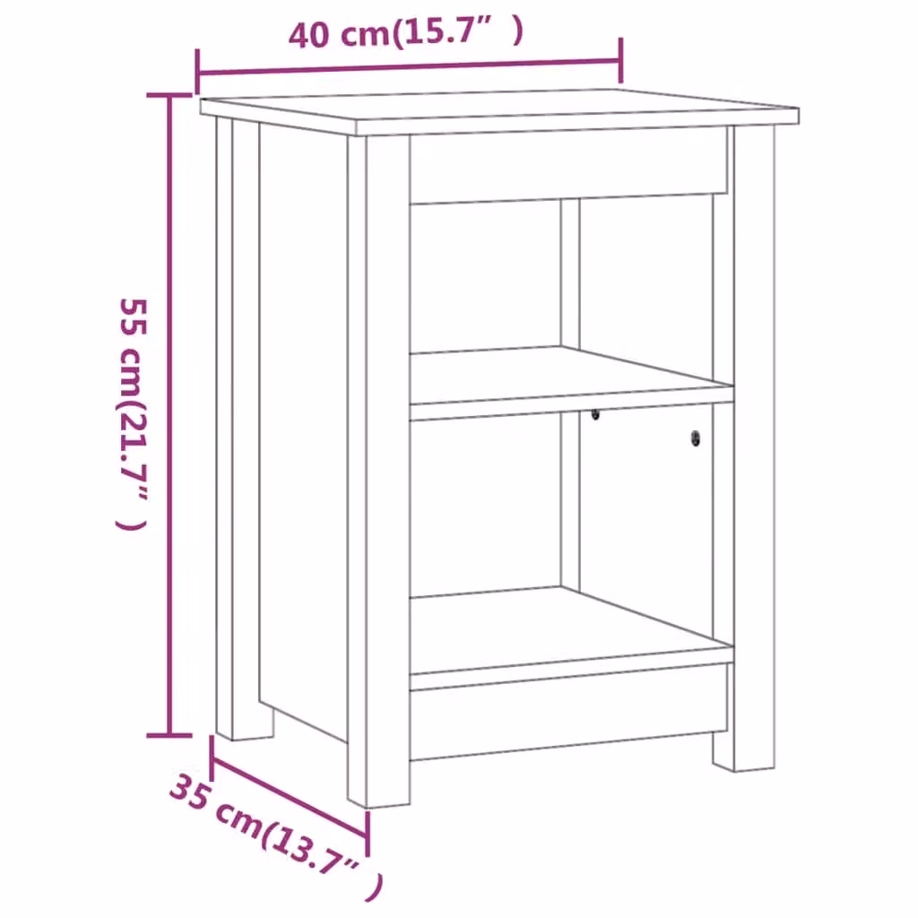 Berkfield Home Grey Solid Wood Pine Bedside Cabinet W: 40 cm, D: 35 cm, H: 55 cm – 4